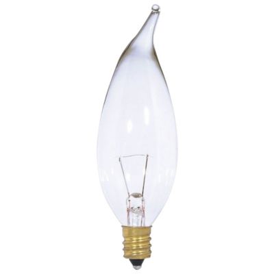 15W 12V CA10 E12 Flame Tip Clear Bulb by SATCO Lighting - Starlight Lighting USA and Canada